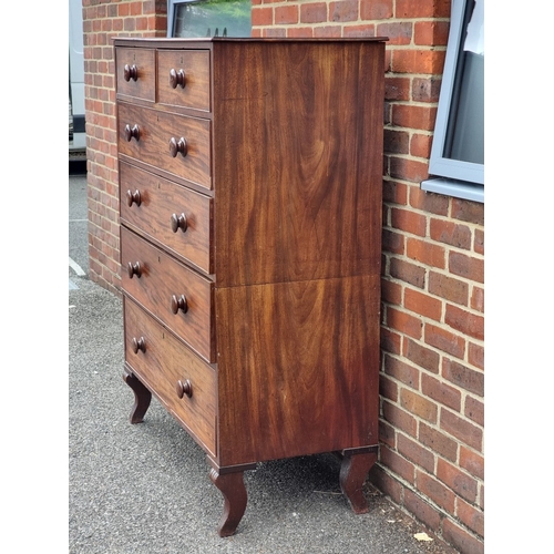 1046 - A large George III mahogany chest of drawers, in two parts, (probably on later feet), 113cm wide.... 