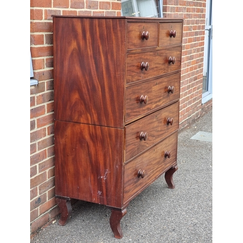 1046 - A large George III mahogany chest of drawers, in two parts, (probably on later feet), 113cm wide.... 