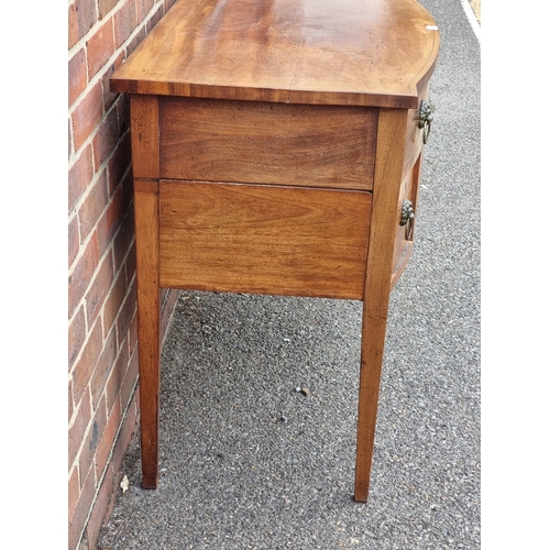 1047 - A George III mahogany and chequer strung bowfront kneehole side table, 107.5cm wide.... 
