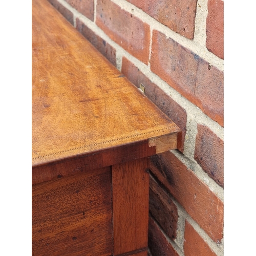 1047 - A George III mahogany and chequer strung bowfront kneehole side table, 107.5cm wide.... 