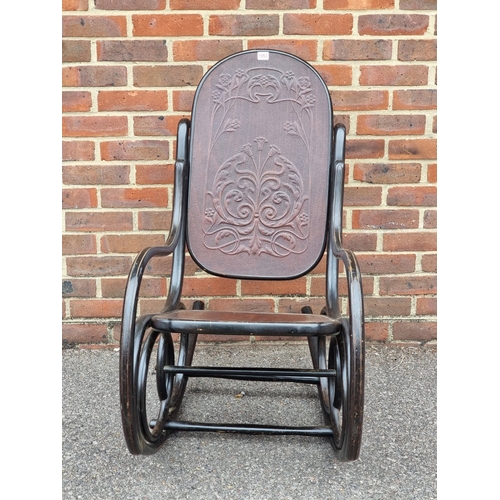 1053 - A rare Art Nouveau bentwood rocking chair, labelled 'Fischel'.