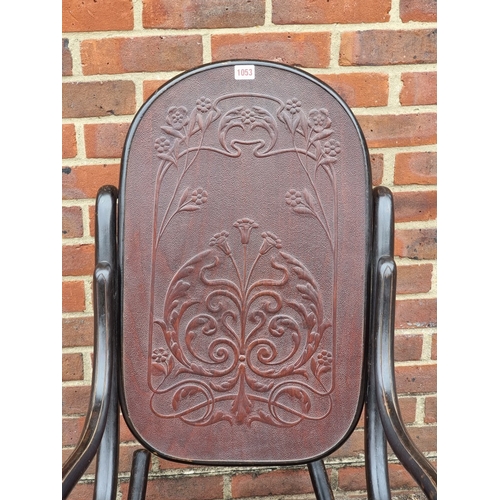 1053 - A rare Art Nouveau bentwood rocking chair, labelled 'Fischel'.