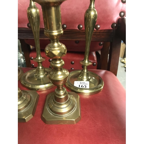 165 - 3 x Pairs of vintage brass candle sticks