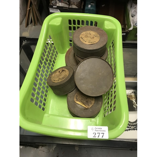 277 - Qty of vintage 9mm films in original tins. Some say comedy and 1 says 