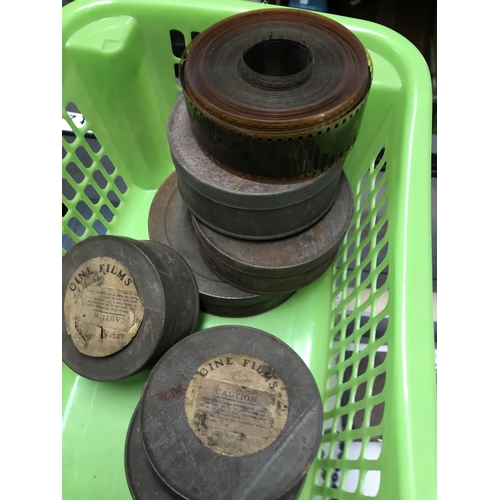 277 - Qty of vintage 9mm films in original tins. Some say comedy and 1 says 