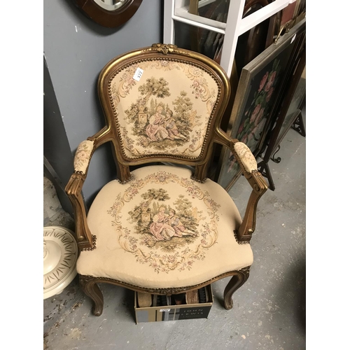 377 - Lovely vintage tapestry chair with pretty scene on seat and back  - Collection only or client to arr... 