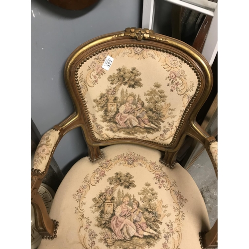 377 - Lovely vintage tapestry chair with pretty scene on seat and back  - Collection only or client to arr... 