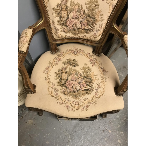 377 - Lovely vintage tapestry chair with pretty scene on seat and back  - Collection only or client to arr... 