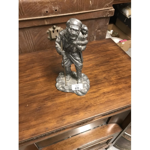 496 - Charming metal oriental figure - does have imperfections