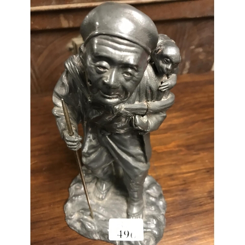 496 - Charming metal oriental figure - does have imperfections