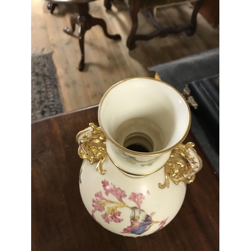 695 - Stunning Royal Worcester blush ivory double handled vase  C1890
