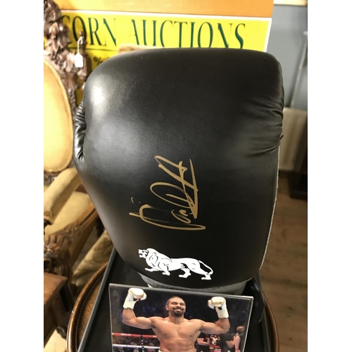 771 - Autographed David Haye Lonsdale boxing glove on display with cert