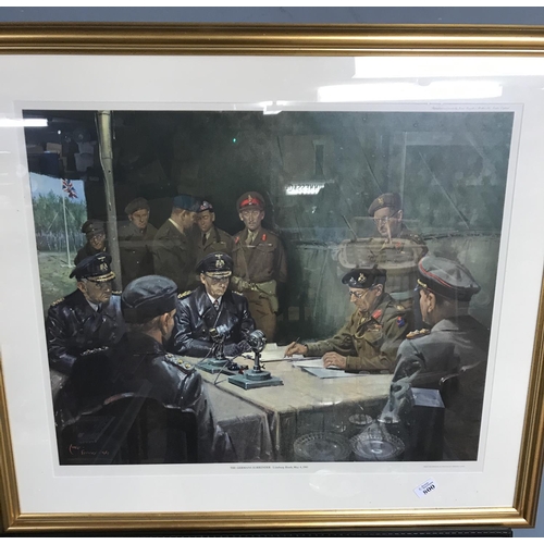 800 - Large framed & glazed German Surrender picture - Collection only