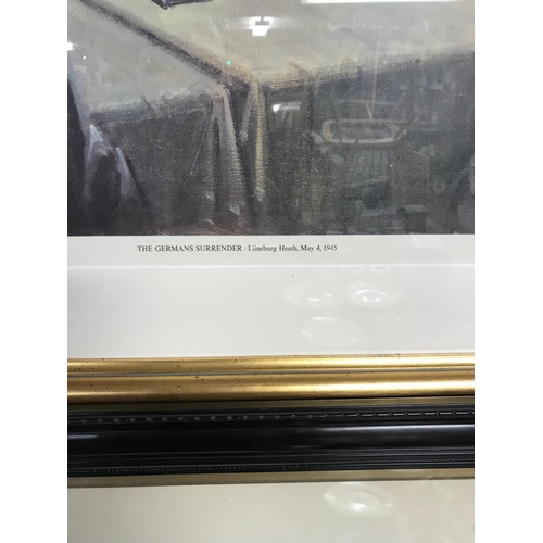800 - Large framed & glazed German Surrender picture - Collection only
