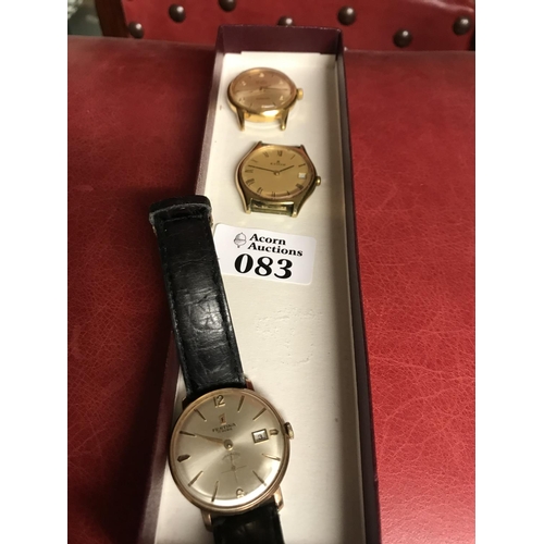 83 - 3 x Gents vintage watches - Festina, Mudu, Edox. Unsure if working.
