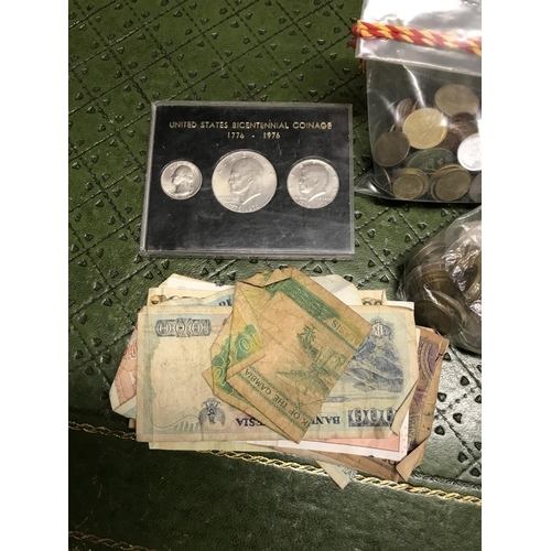 116 - Box of coins and assorted bank notes...