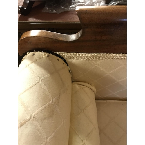 131 - Dolls/Teddy bears upholstered sofa with wooden frame - Needs some repair