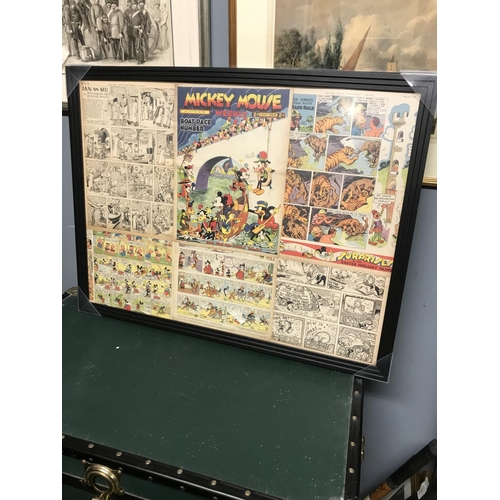 159 - 2 x Vintage Framed Mickey Mouse Weekly comics