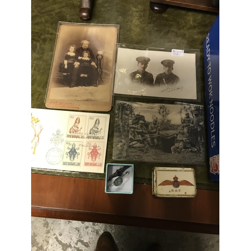 26 - Large box of assorted military photos, vintage postcards, RAF and interesting items etc