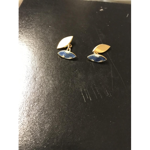 316 - Lovely pair of 18ct gold and enamel cufflinks - Approx 8.2grms