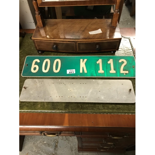 45 - 2 x Vintage car number plates