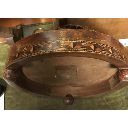 59 - Early stool with horse hair filling and marquetry pattern - Needs TLC