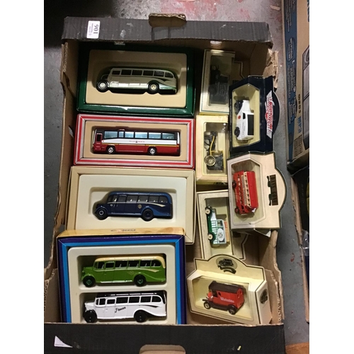 106 - Box of diecast inc Boxed Corgi buses etc