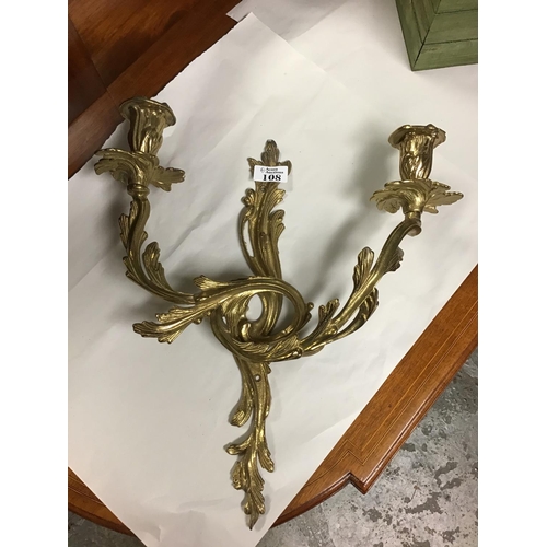 108 - Pair of decorative Gilt metal wall candle sconce