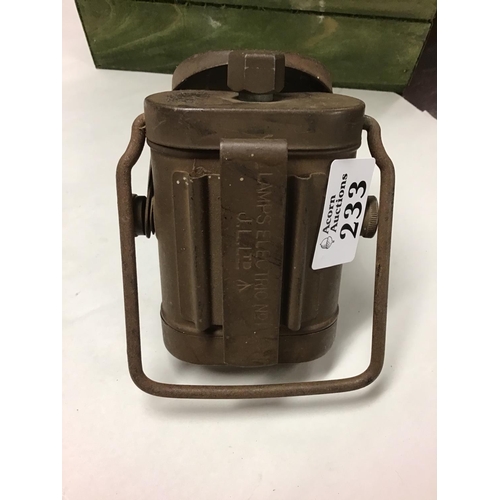 233 - Military WWII metal lamp with black out sheilds