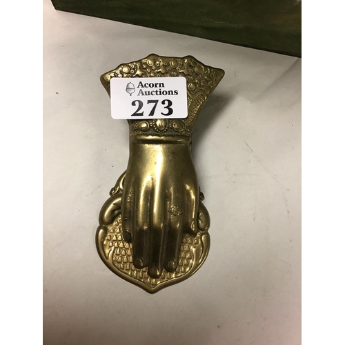 273 - Vintage brass desk letter clip in the form of a hand