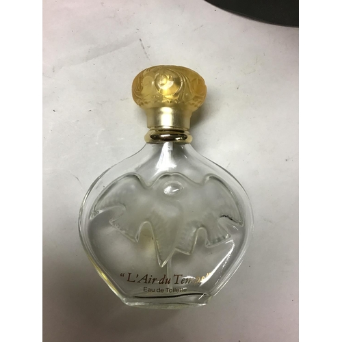 281 - Lalique L' Air Du Temps empty scent bottle & Large vintage Bourjois Paris bottle