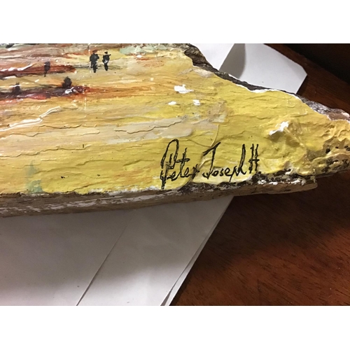 305 - Painted driftwood signed by artist - Peter Joseph - overall length 25 inches