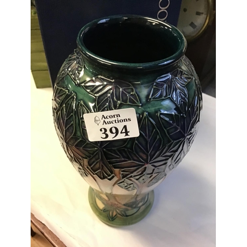 394 - Large boxed Moorcroft vase sign WM on base - 11 inches in height