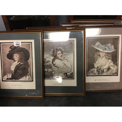 406 - 7 x Framed & Glazed early lithographs of titled women