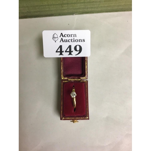 449 - Stamped 18ct Gold solitaire ring - BOX FOR DISPLAY ONLY