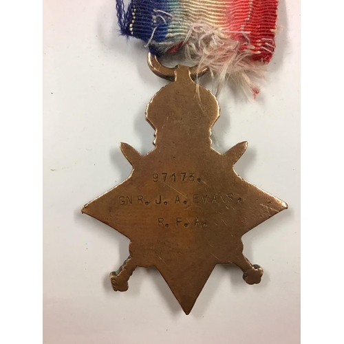 458A - WWi 1914/15 Star awarded to GNR J.A. Evans RFA