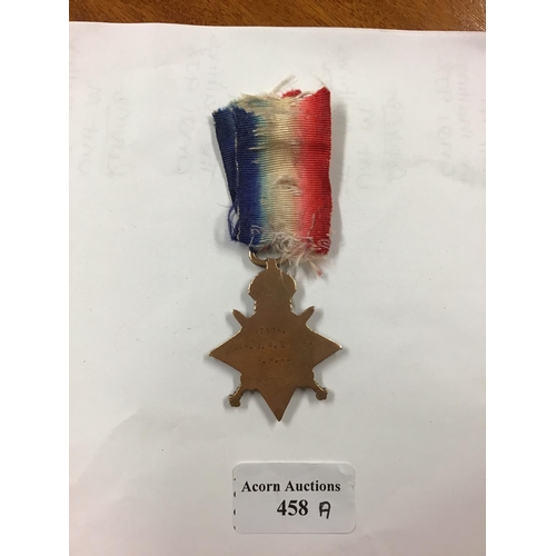 458A - WWi 1914/15 Star awarded to GNR J.A. Evans RFA