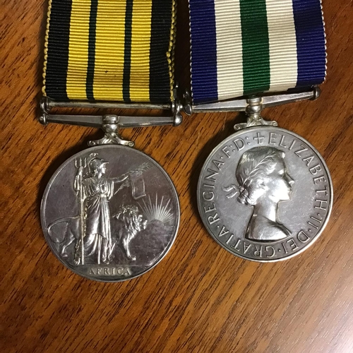 52 - Naval medal from HMS Centurian (Sunk in 1944) and Africa Medal