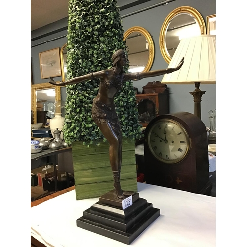 387 - Nice Bronze Flapper girl on marble base