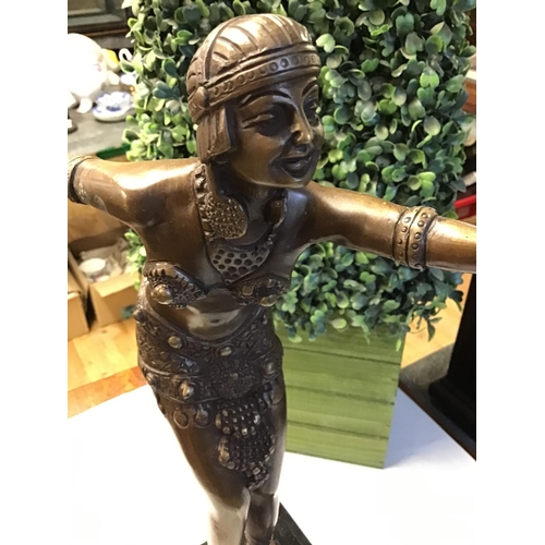 387 - Nice Bronze Flapper girl on marble base