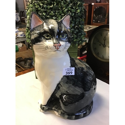 389 - Large Babbacombe cat - Overall height 12 inches - 1 x Ear has a repair