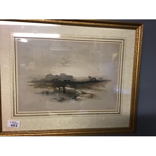 403 - Framed & Glazed early lithograph dated 1834 by David Roberts entitled Eleutheropolis