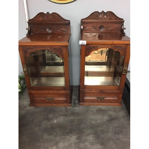 404 - Pair of small cabinets with drawers and mirror backs - 1 damage to angle on top