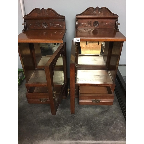 404 - Pair of small cabinets with drawers and mirror backs - 1 damage to angle on top