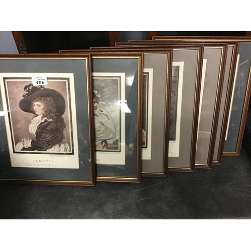 406 - 7 x Framed & Glazed early lithographs of titled women