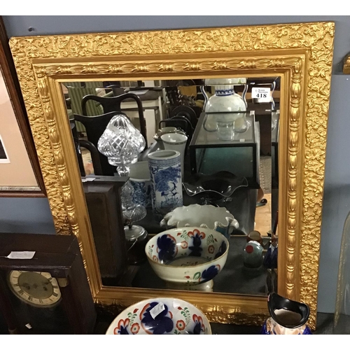 418 - Very nice decorative square gilt framed mirror - 28 inches x 32 inches - COLLECTION ONLY