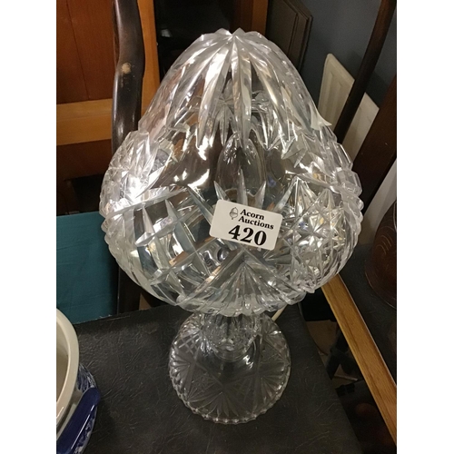 420 - Heavy ornate glass lamp - COLLECTION ONLY