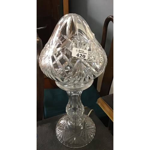 420 - Heavy ornate glass lamp - COLLECTION ONLY