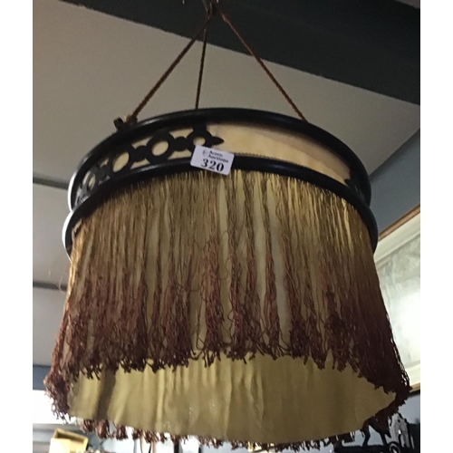 320 - Early wooden framed ceiling light with silk tassels