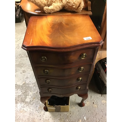 326 - Small 4 drawer chest of drawers with brass handles - 30 inches in height x 16 inches Wide x 13 inche... 